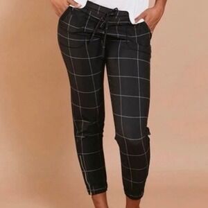 ALBION Black Windowpane Jetsetter Nylon Lightweight Jogger Pant Sz Small Petite